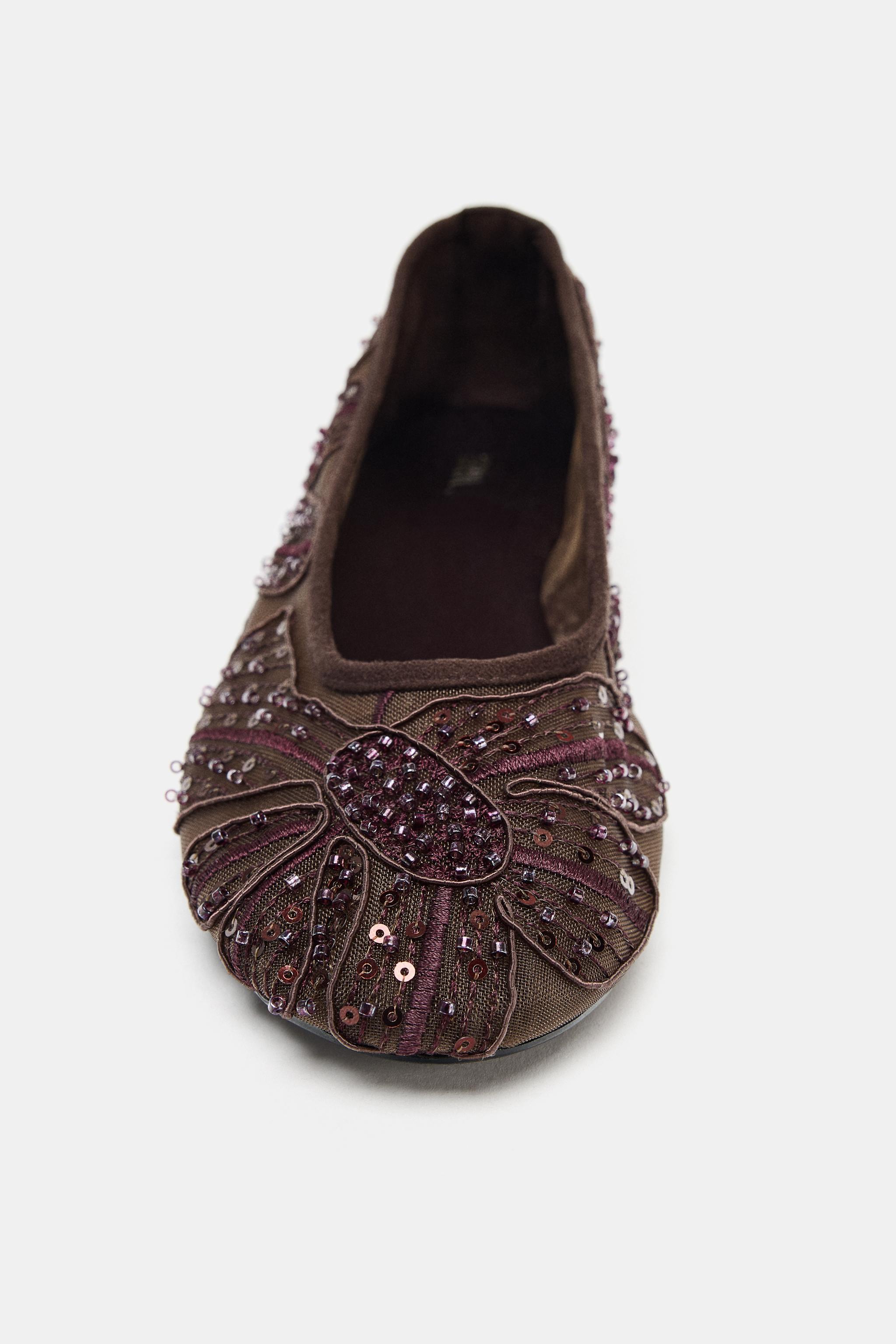 EMBROIDERED MESH BALLET FLATS